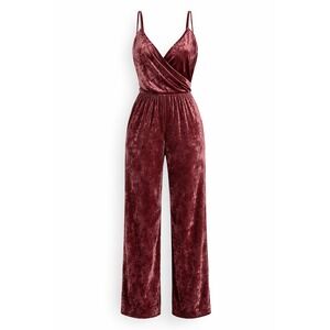 Whimisgoth Crushed Velvet Jumpsuit Y2K 90s T-Strap Wide Leg Size L‎
